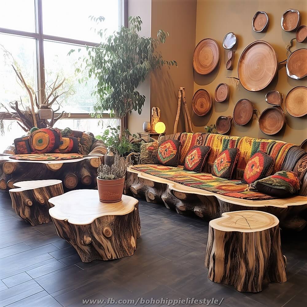 bohemian style wood log furniture (15)