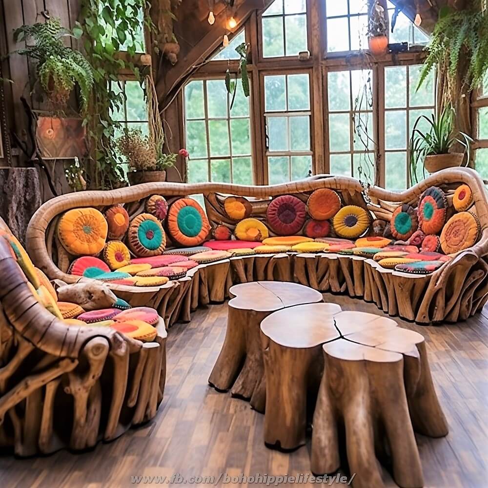 bohemian style wood log furniture (19)