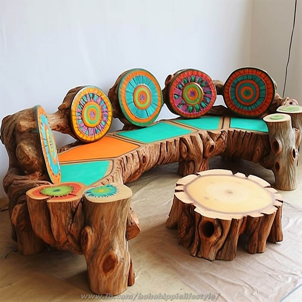 bohemian style wood log furniture (20)