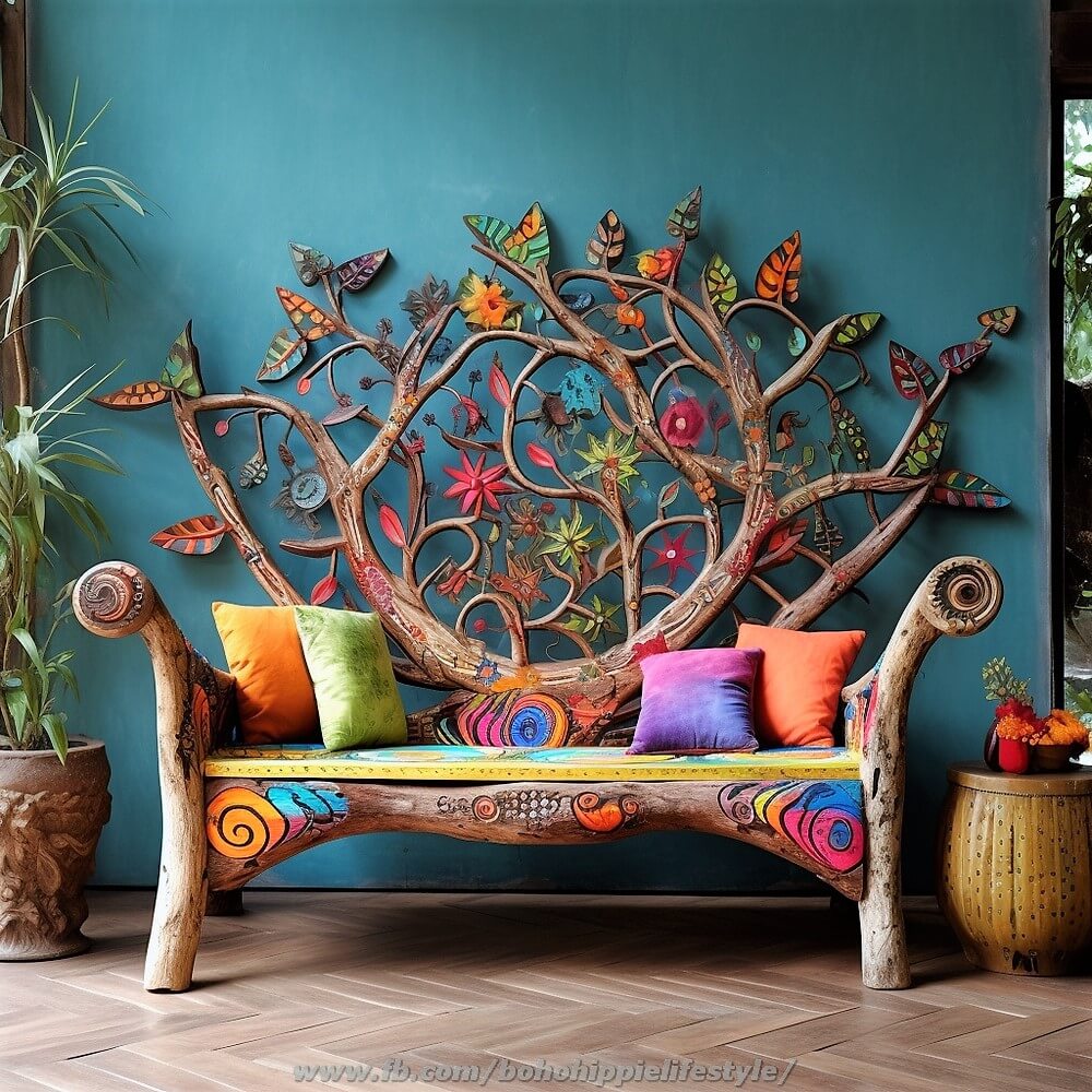 bohemian style wood log furniture (22)