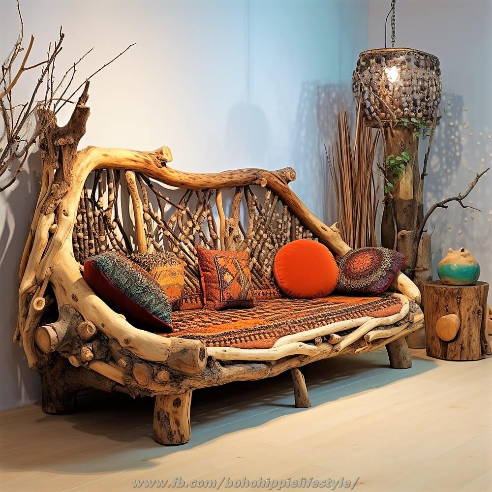 bohemian style wood log furniture (24)