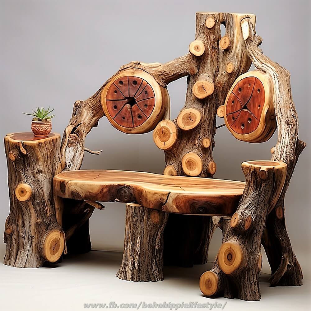 bohemian style wood log furniture (26)