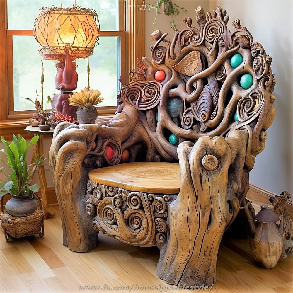bohemian style wood log furniture (28)