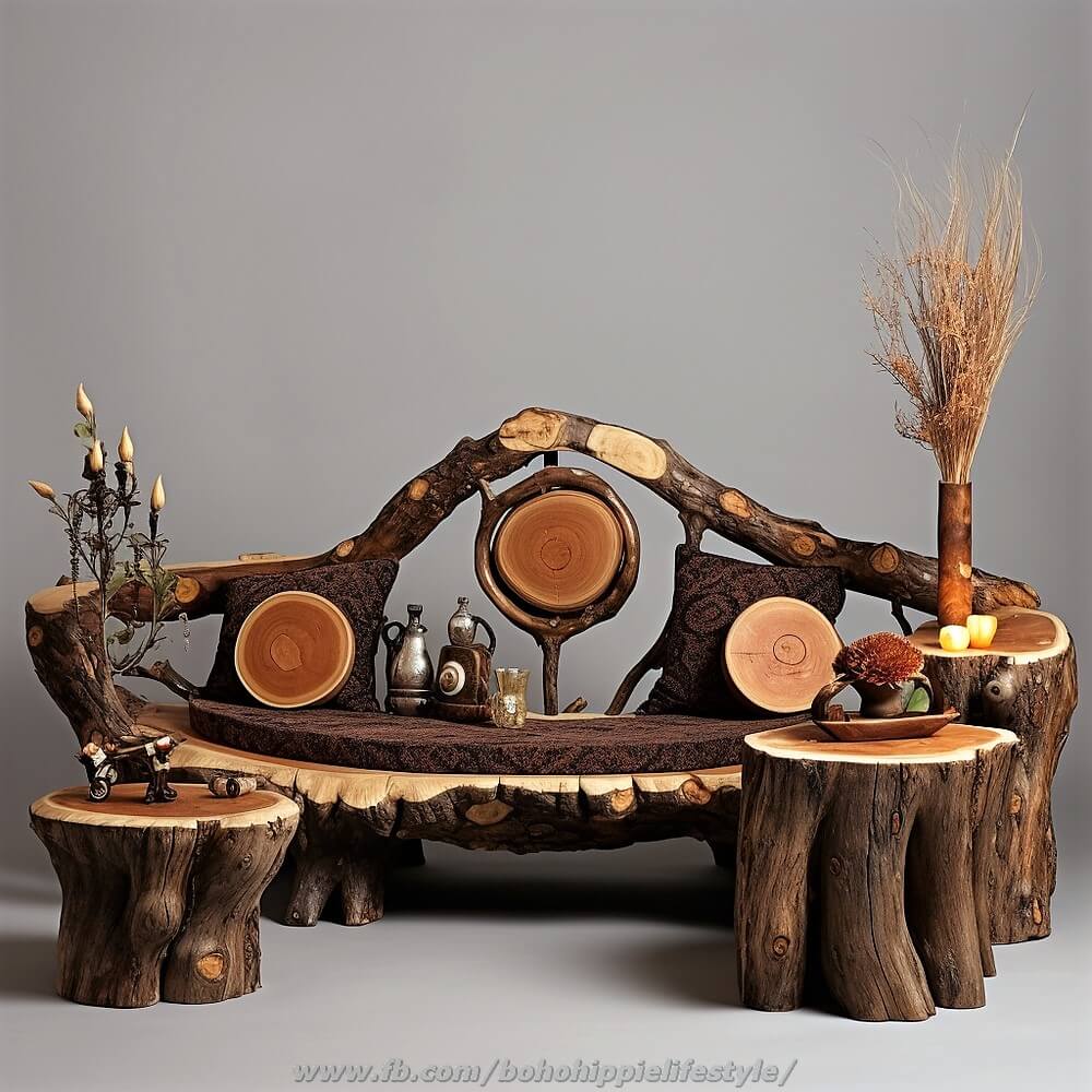 bohemian style wood log furniture (30)