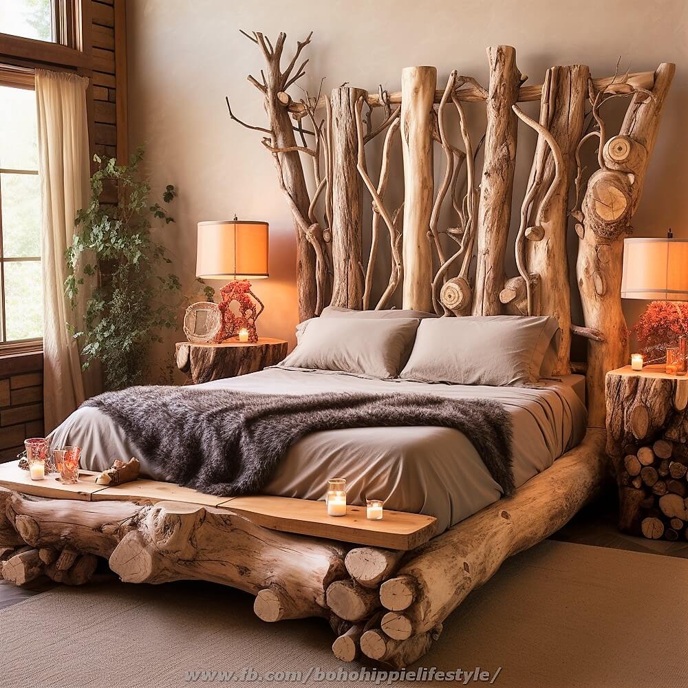 bohemian style wood log furniture (5)