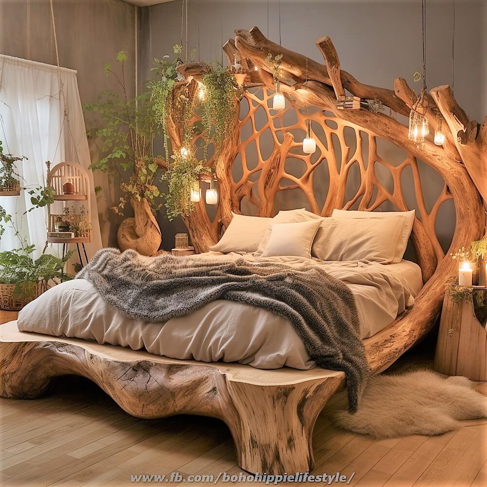 bohemian style wood log furniture (8)